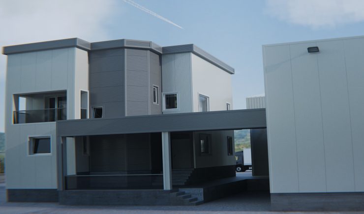 Photorealistic Visualization   Industrial metallic Building